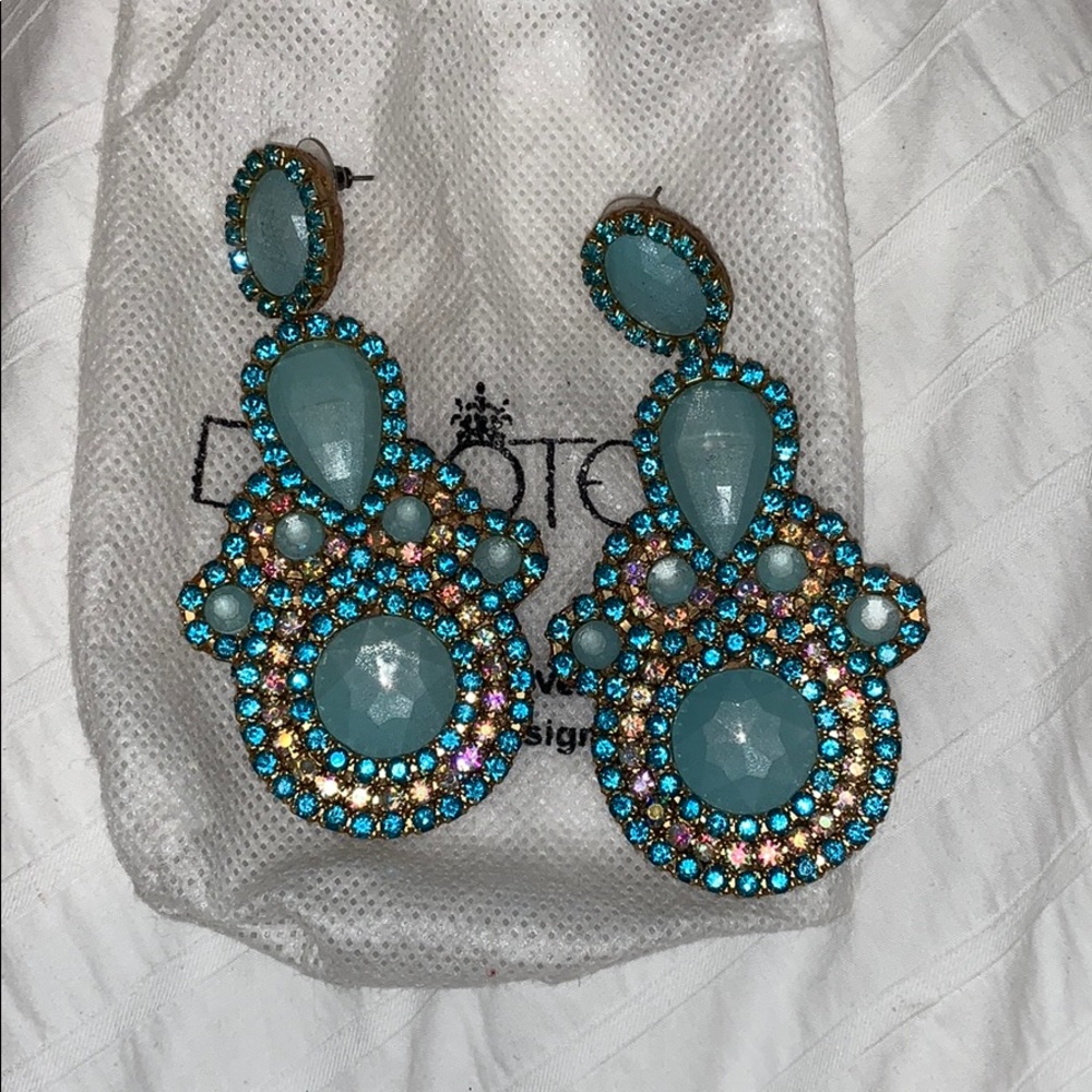 Baby blue statement earrings